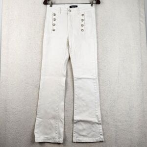 Absolu France Womens Size Small White Zip Fly Button Design Straight Leg Jeans